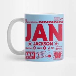 Vintage Jackson JAN Airport Code Travel Day Retro Travel Tag Mississippi Mug